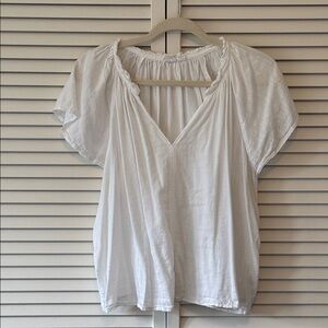 GAP White Flutter-Sleeve Peasant Blouse Size Medium